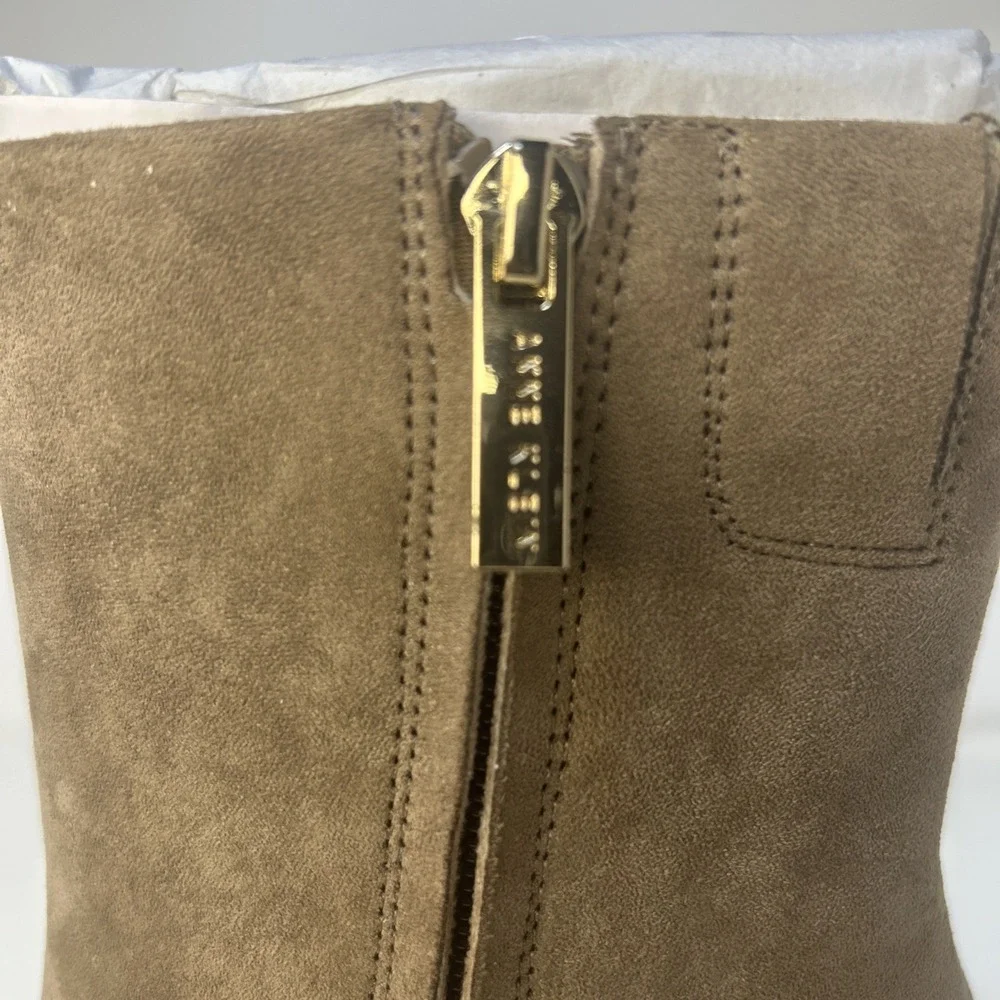 Anne Klein Pablo Women's Bootie Size 9.5 M Taupe Suede Snip‎ Toe Flare Heel NIB